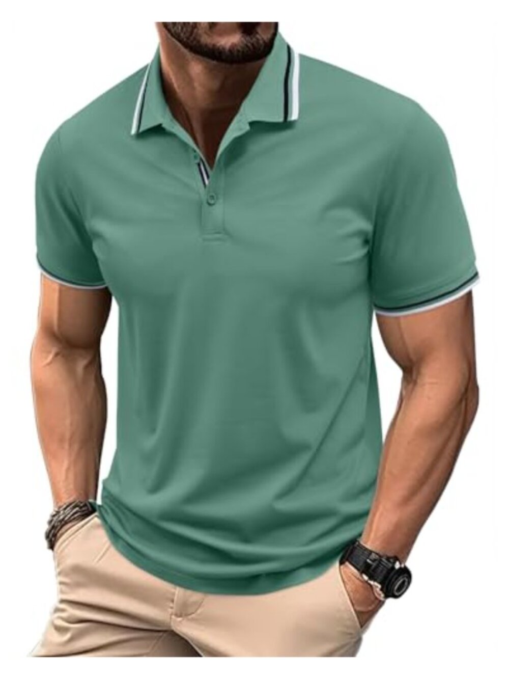 Men's Short Sleeve Polo Shirt 88% Polyester 12% Spandex Moisture Wicking Golf